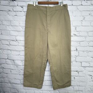 Vintage Dickies Mens 36x26 Work Pants Flannel Lined Wide Leg Beige 90s Workwear